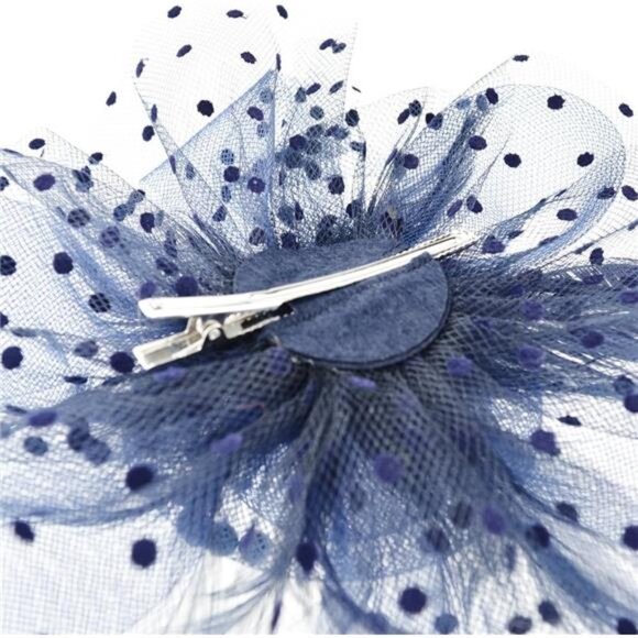 Fascinators Hat Flower Mesh Ribbons Feathers on a Headband and a Clip - Picture 5 of 7